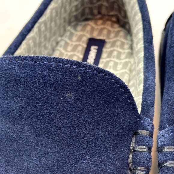 Lands End Slippers Men's 10 Blue Suede Slip On Moccasins Flannel Lined - Picture 6 of 8